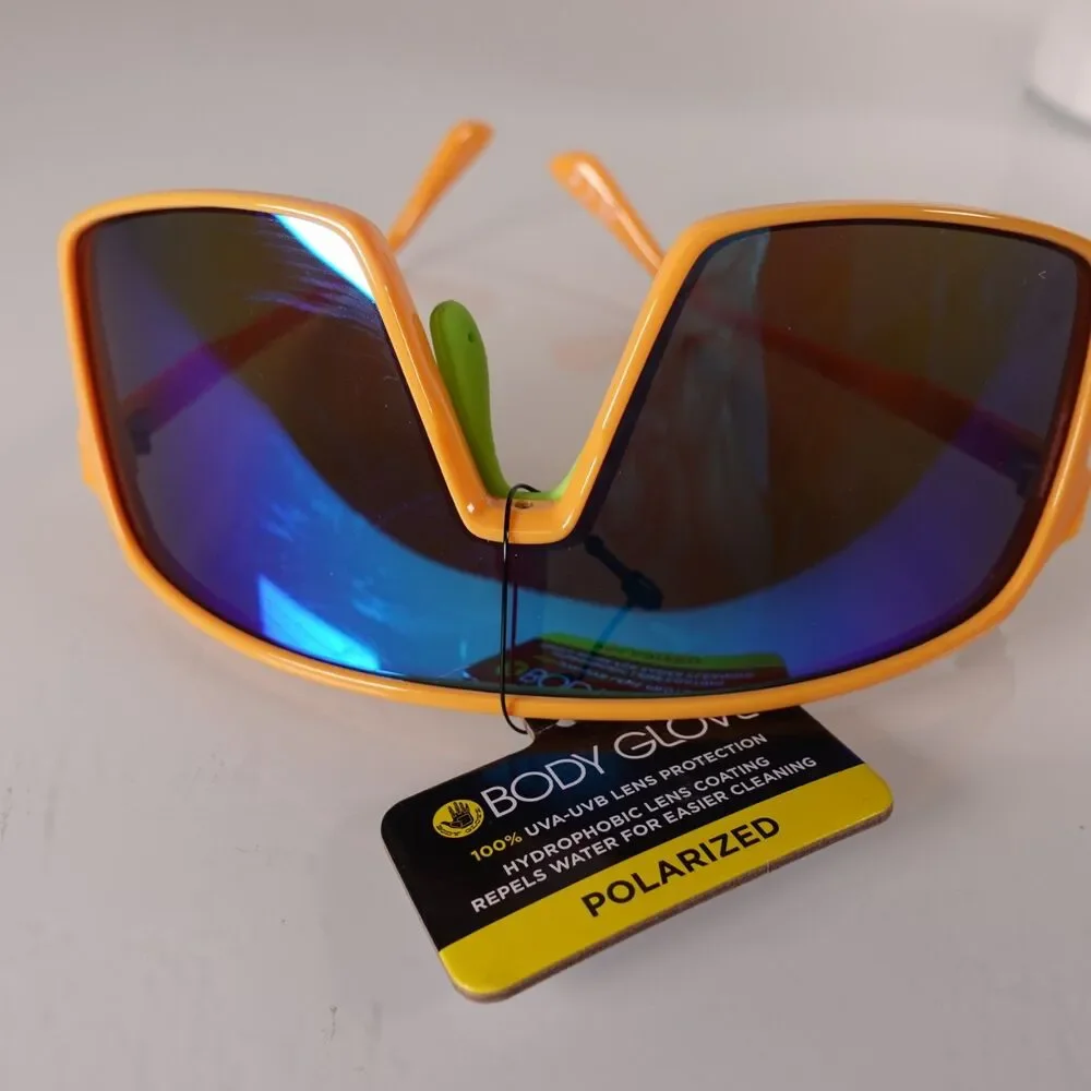 Body Glove Sunglasses Unisex Yellow Shield Polarized Coated Mirror Lens BG05